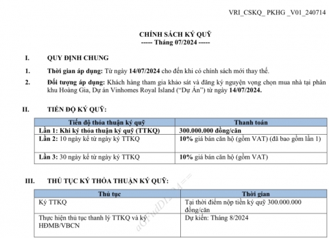 Chính sách và tiến độ chi tiết Phân Khu Hoàng Gia Vinhomes Vũ yên